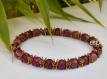 Bracelet bien-être en sugilite perle 6mm et perles intercalaires dorées argent du tibet 