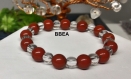 Bracelet en jaspe rouge 8 mm et cristal de roche 6 mm 