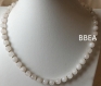 Collier agate blanche facettée 8 mm et perles intercalaires en argent du tibet 