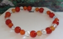 Bracelet cornaline,pierre des blocages sexuels, perles 6mm et 8mm et perles cristal de roche 6 mm 
