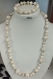 Parure bien- être en magnésite,pierre de l'amaigrissement, perles 8mmx2 et 12mm, perles tonneau argent du tibet 