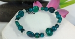 Bracelet bien-être en chrysocolle,pierre de l'amitié, perles 6, 8mm et ovales plates,perles chips cristal de roche 