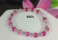 Bracelet en agate teintée rose,pierre de confiance en soi, perles 6 mm et perles tonneau argent du tibet 