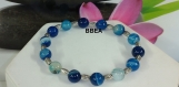 Bracelet bien-être en agate teintée bleue ,pierre de la confiance en soi,perles 8 mm et perles tonneau argent du tibet 