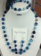 Parure en agate teintée bleue,pierre de confiance en soi,perles 8 et 10 mm et perles tonneau argent du tibet 