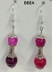 Boucles d'oreilles bien-être en agate teintée rose,pierre de chance et d'harmonie ,perles 8 et 10mm et chapeau argent du tibet 