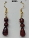 Boucles d'oreilles bien-être en obsidienne acajou ou marron,perles 6mmx2 et perles gouttes 