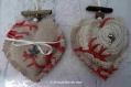 Duo de cœurs de lavande thème mer en lin et bois flotté 
