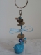 Porte - clés et/ou bijou de sac oiseau bleu et bois flotté 