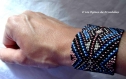 Bracelet manchette noir, bleu, turquoise, corail et argent reserve 