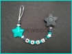 Attache tétine / sucette personnalisée 100% silicone (clip et perles) bébé garçon décoration étoile clip étoile soleil 