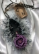 Collier fantasia de cuire d'agneau décor au  crochet de acrylique et petites perles modèle unique 