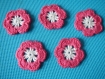 Lot de 5 fleurs au crochet, appliques au crochet 