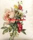 Bouquet de roses anciennes transfert 17 cm x 13 cm coupon coton 28 x 21 cm 