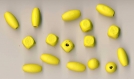Perles bois jaunes différentes formes 