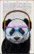 Transfert 13 cm x 17 cm panda lunettes bleues imprime sur coton blanc 21 cm x 28 cm 