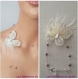 Parure collier bracelet papillon/perles ivoire/chocolat,mariage/soirée 