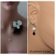 Parure collier boucles d'oreilles orchidée/plumes blanches/noires,mariage/soirée 