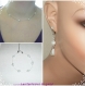 Parure collier bracelet boucles d'oreilles perles nacrées blanche,mariage/soirée 