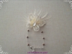 Braceletpapillon et plumes ivoire perles chocolat,mariage/soirée