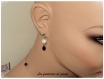Boucles d'oreilles goutte noire/perle blanche mariage