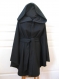 Veste cape romantique à large capuche en drap de laine-polyester (type caban ) noir 