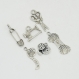 Lot de 6 breloques charms pendentifs perles scrapbooking thème couture neuf 
