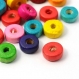 100 perles rondes plates en bois multicolores mixe 8 mm neuf 
