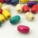 200 perles ovales en bois multicolores mixe 12 mm neuf 