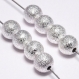Lot de 20 perles rondes gris argenté effet sablé 6 mm neuf 