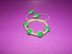 Bracelet perles en verre vert marbré 