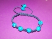 Bracelet bleu perles en verre marbré 