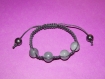 Bracelet shamballa noir perles gris/vert 
