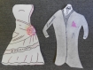 Mariage étiquettes marque place robe de mariée + costume 