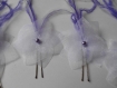 Pic à chignon mariage fleur en organza blanc et violet plume 