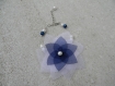 Bracelet mariage fleur en organza bleu et blanc 