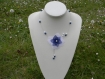 Collier mariage fleur en organza bleu et blanc 