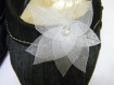 Clips chaussures mariage fleur en organza blanc cristal 
