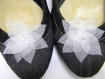 Clips chaussures mariage fleur en organza blanc cristal 