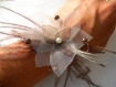 Bracelet mariage fleur en organza ivoire marron 