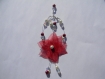 Bracelet mariage fleur en organza bordeaux ivoire perle en cristal 