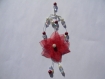 Bracelet mariage fleur en organza bordeaux ivoire perle en cristal 