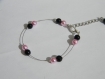 Bracelet mariage perle de verre rose et noir 