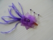 Barrette pin up rockabilly fleur en organza violet 