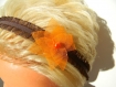 Headband, mariage, organza marron, orange