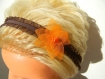 Headband, mariage, organza marron, orange