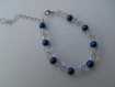 Bracelet soirée mariage cristal de bohème perle de verre bleu 