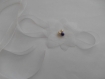 Headband mariage, fleur en organza, soie,ivoire, perle violette, ivoire