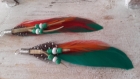 Lot de 2 plumes verte avec perles 