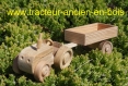 Tracteur + remorque en bois 